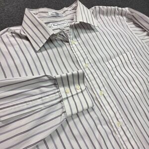 Burberrys Of London‎ Mens White Striped Long Sleeve Dress Shirt Size 17.5-36 USA